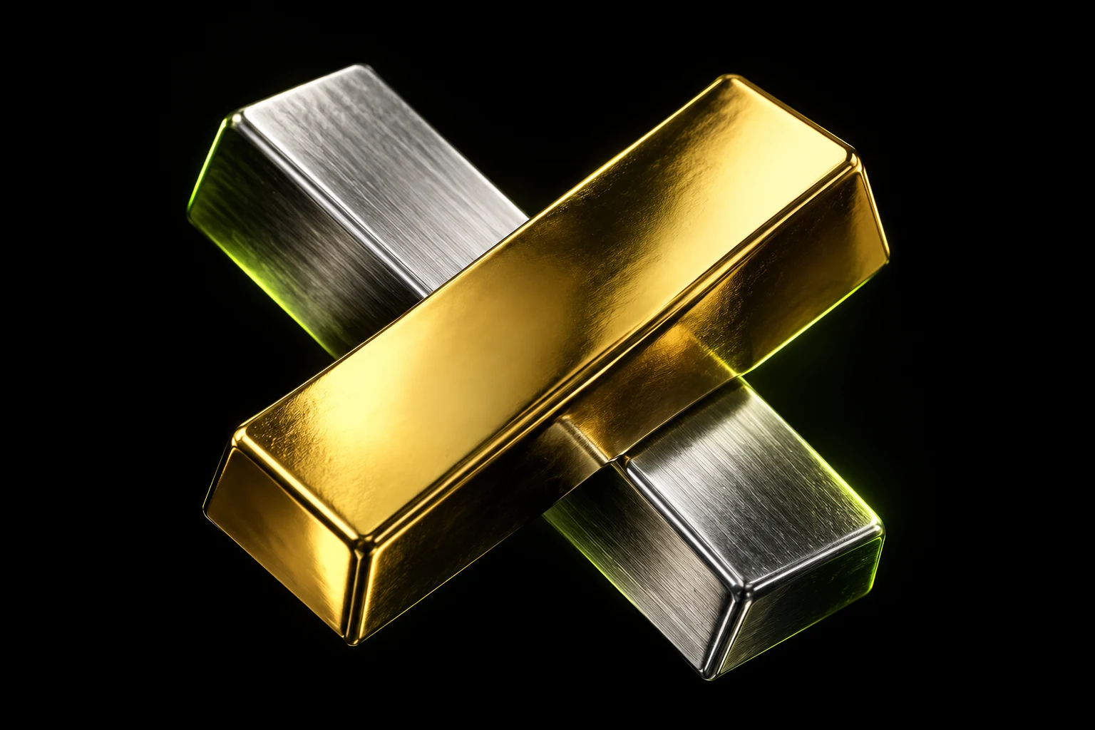 Gold and silver sculptural bars